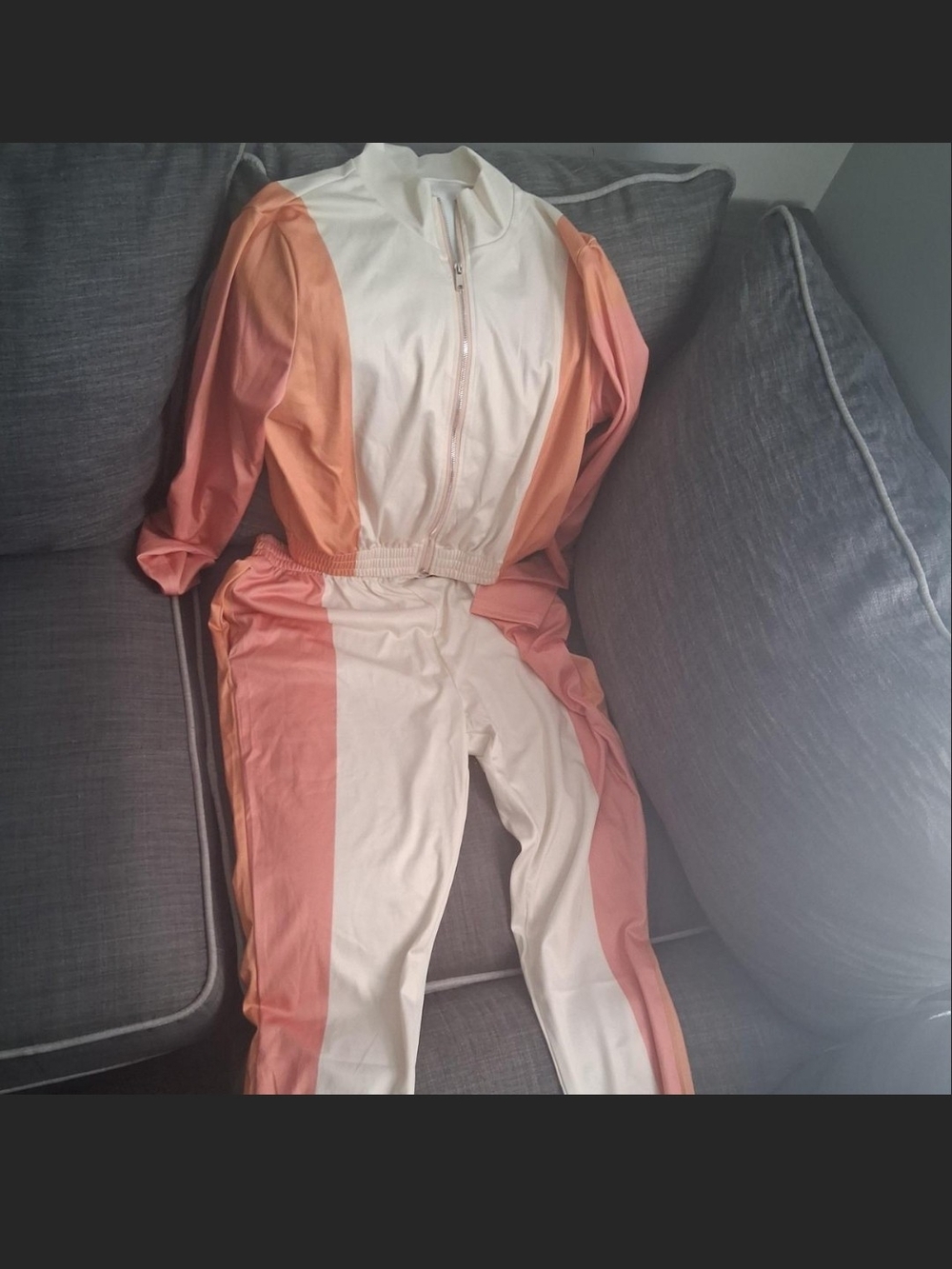 & Other Stories Peach and Cream Colorblock Jumpsuit